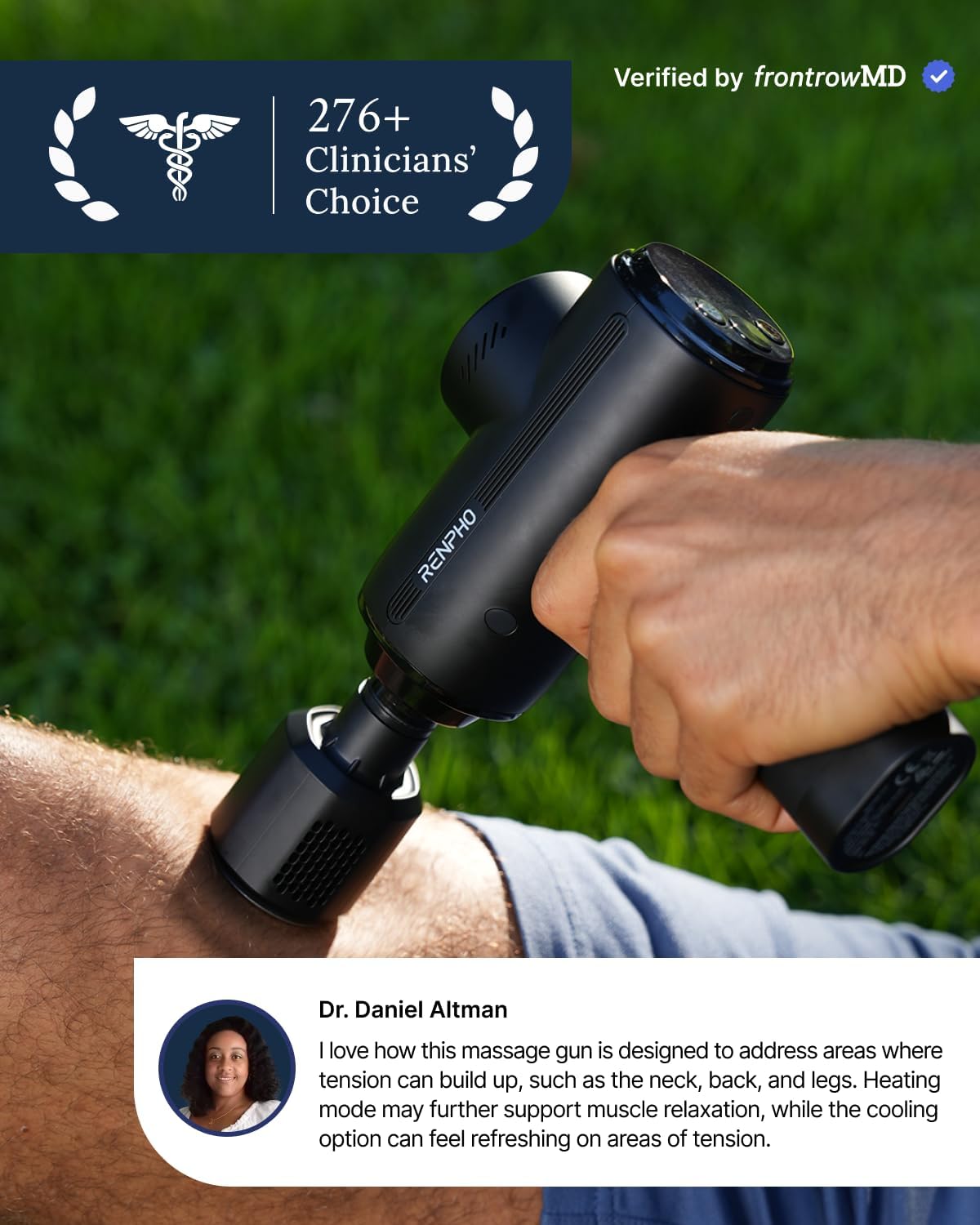 Helps showcase build quality, control layout, and the premium feel of the massage gun.